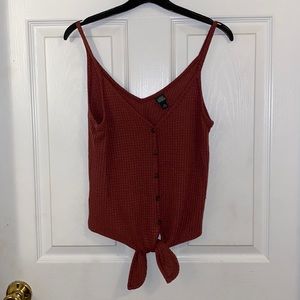 Burgundy Tie Bottom Sweater Tank Top